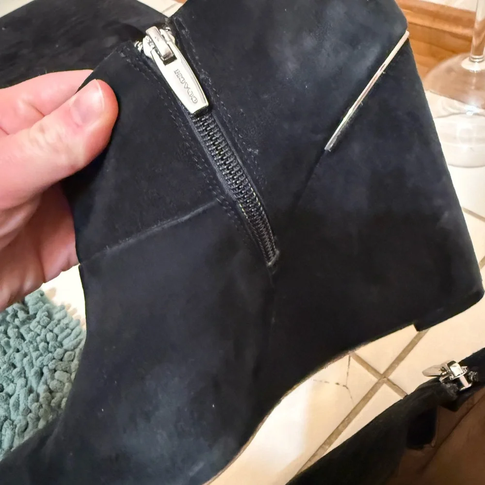 Coach | Black Suede Wedge Oakdale booties size 8.5